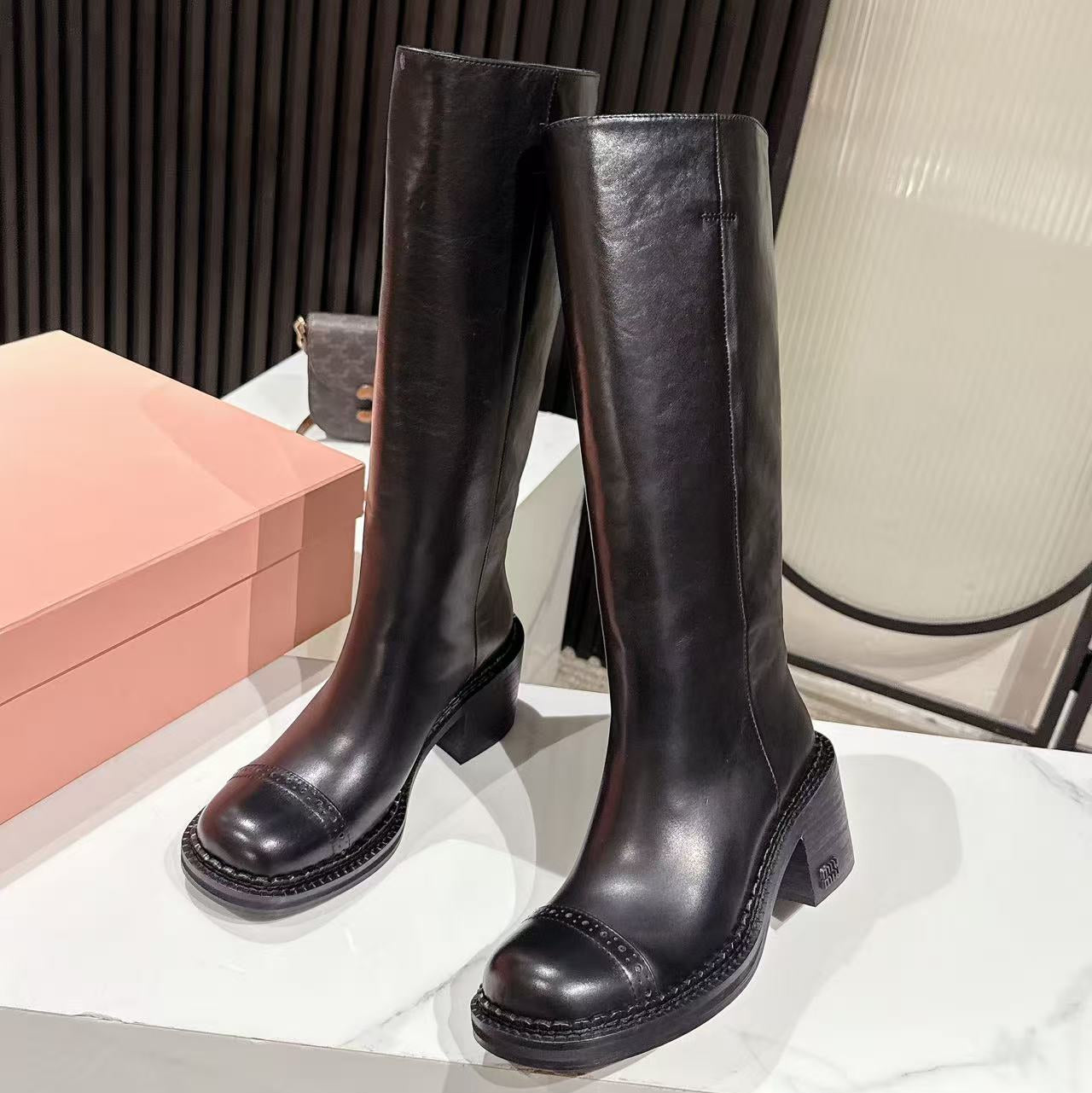 Miu Miu 2026 High Boot 50mm Black Calfskin 621332