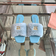 Miu Slippers Blue Super Soft Wool