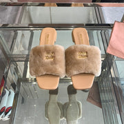 Miu Slippers Light Brown Super Soft Wool