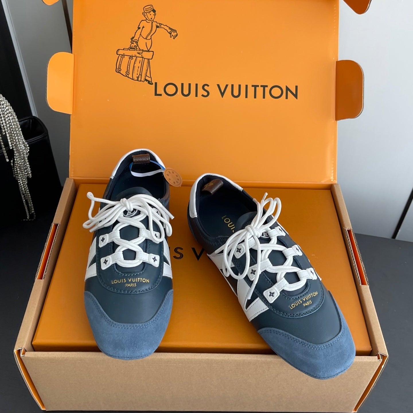 LV 26ss Ballet Sneakers Dark Navy Blue Suede 631477