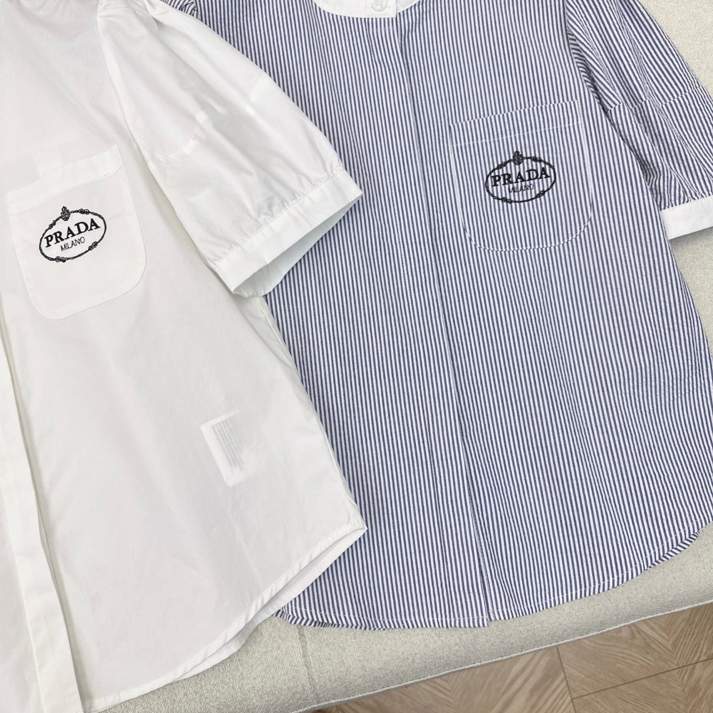 Prada 25 Logo Embroidery Shirt Cotton 614592