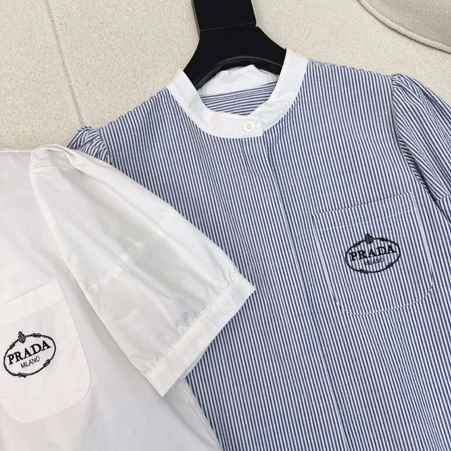 Prada 25 Logo Embroidery Shirt Cotton 614592