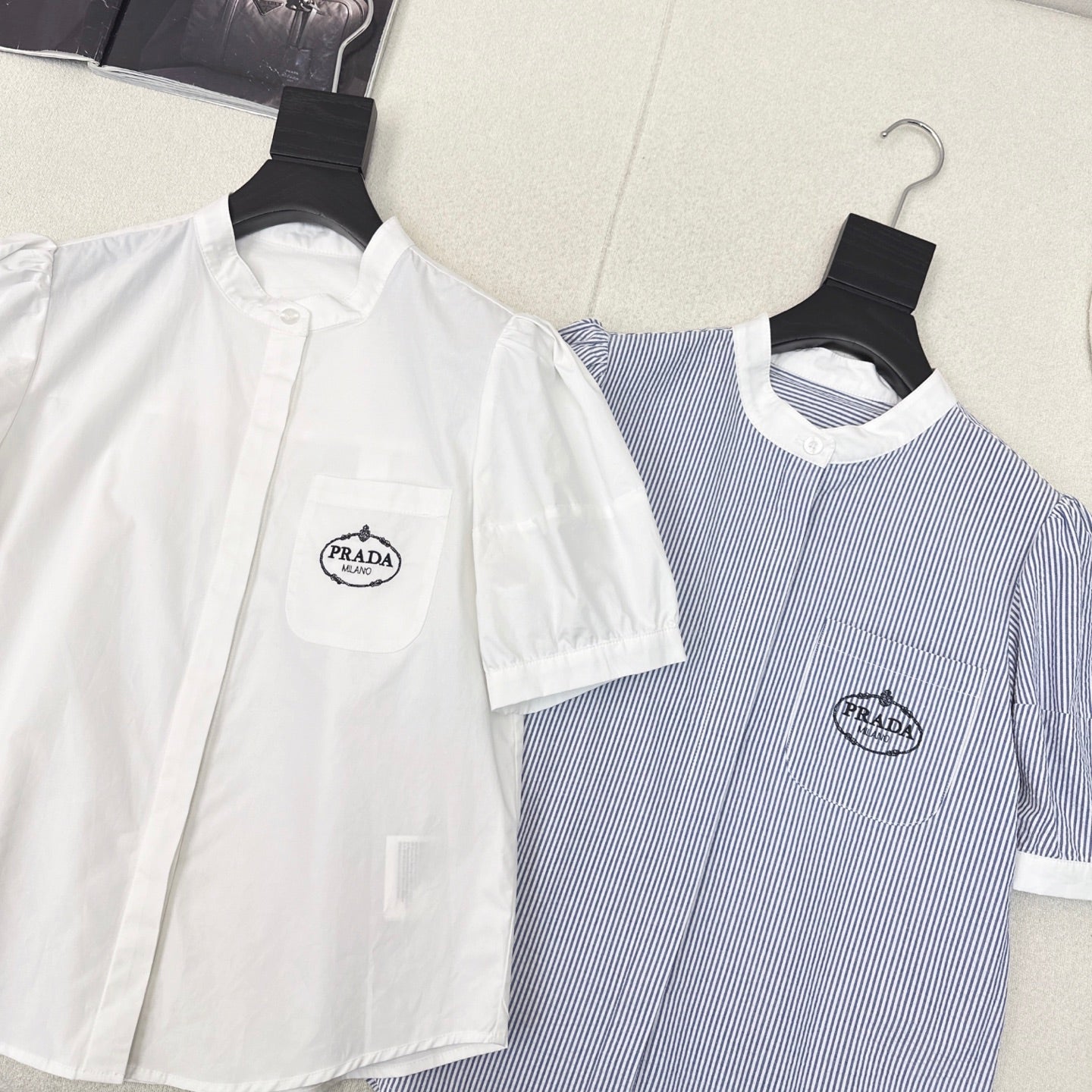 Prada 25 Logo Embroidery Shirt Cotton 614592