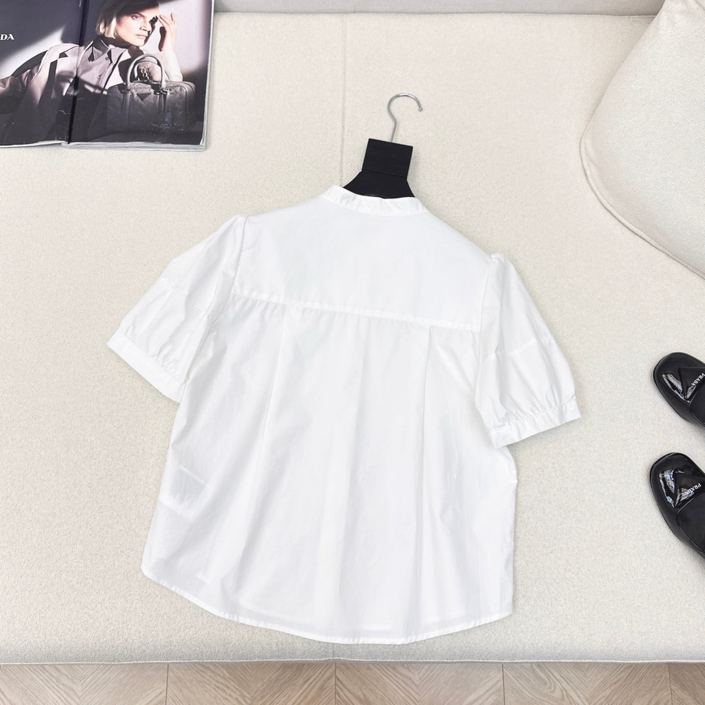 Prada 25 Logo Embroidery Shirt Cotton 614592