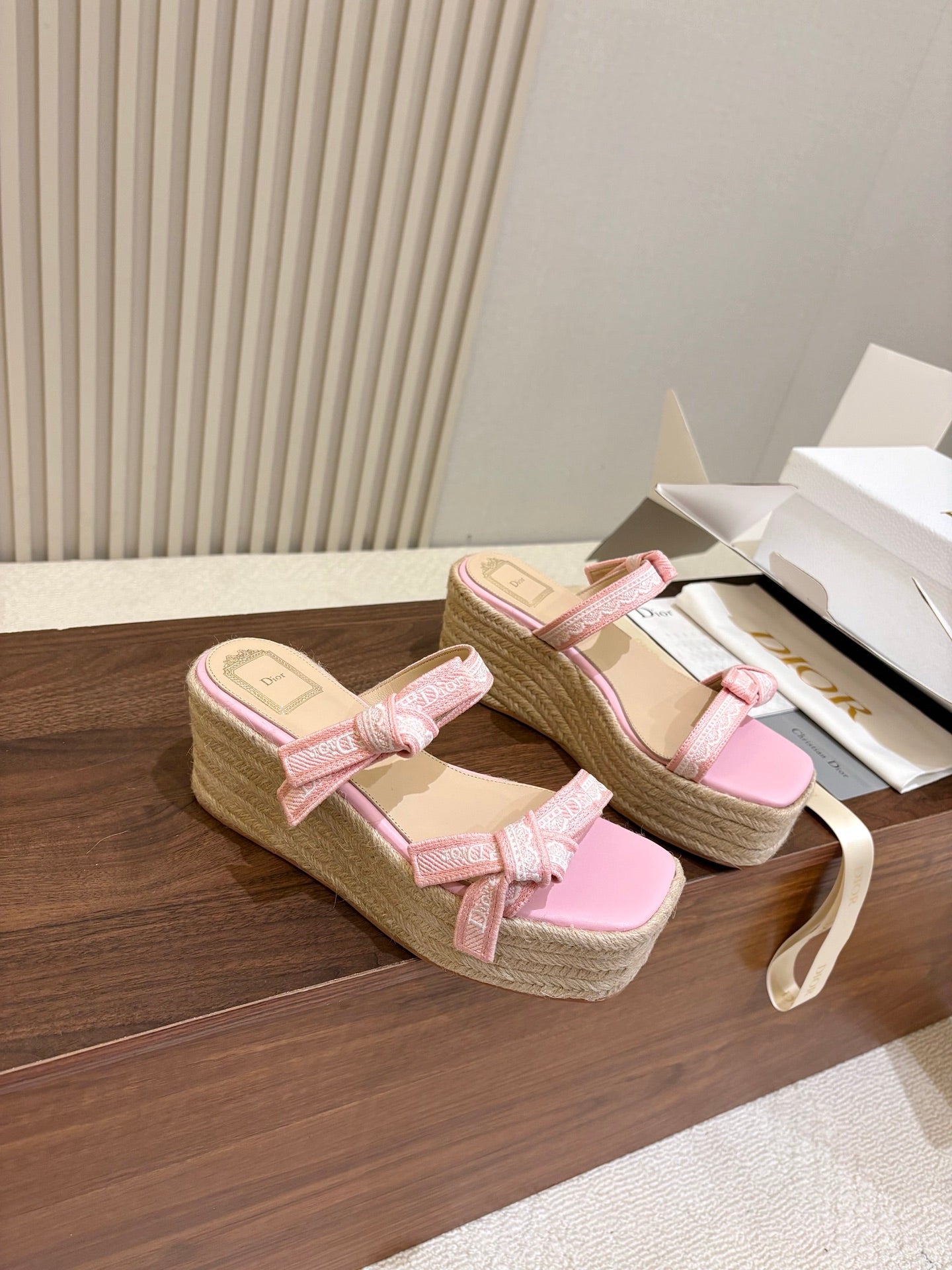 Dior 2026 Dentelle Wedge Sandals 100mm Fabric 988343