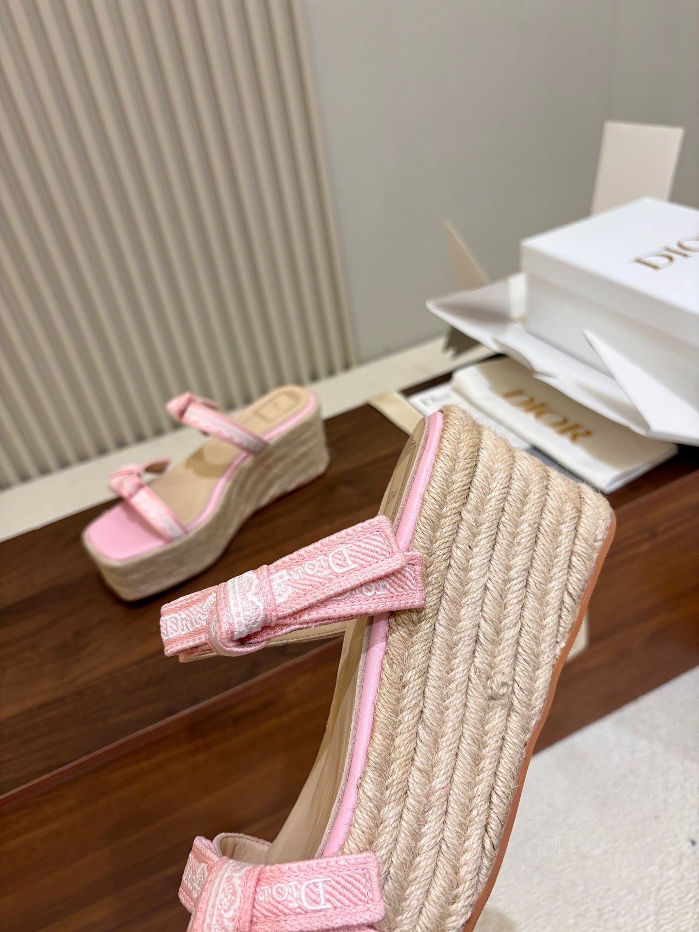 Dior 2026 Dentelle Wedge Sandals 100mm Fabric 988343