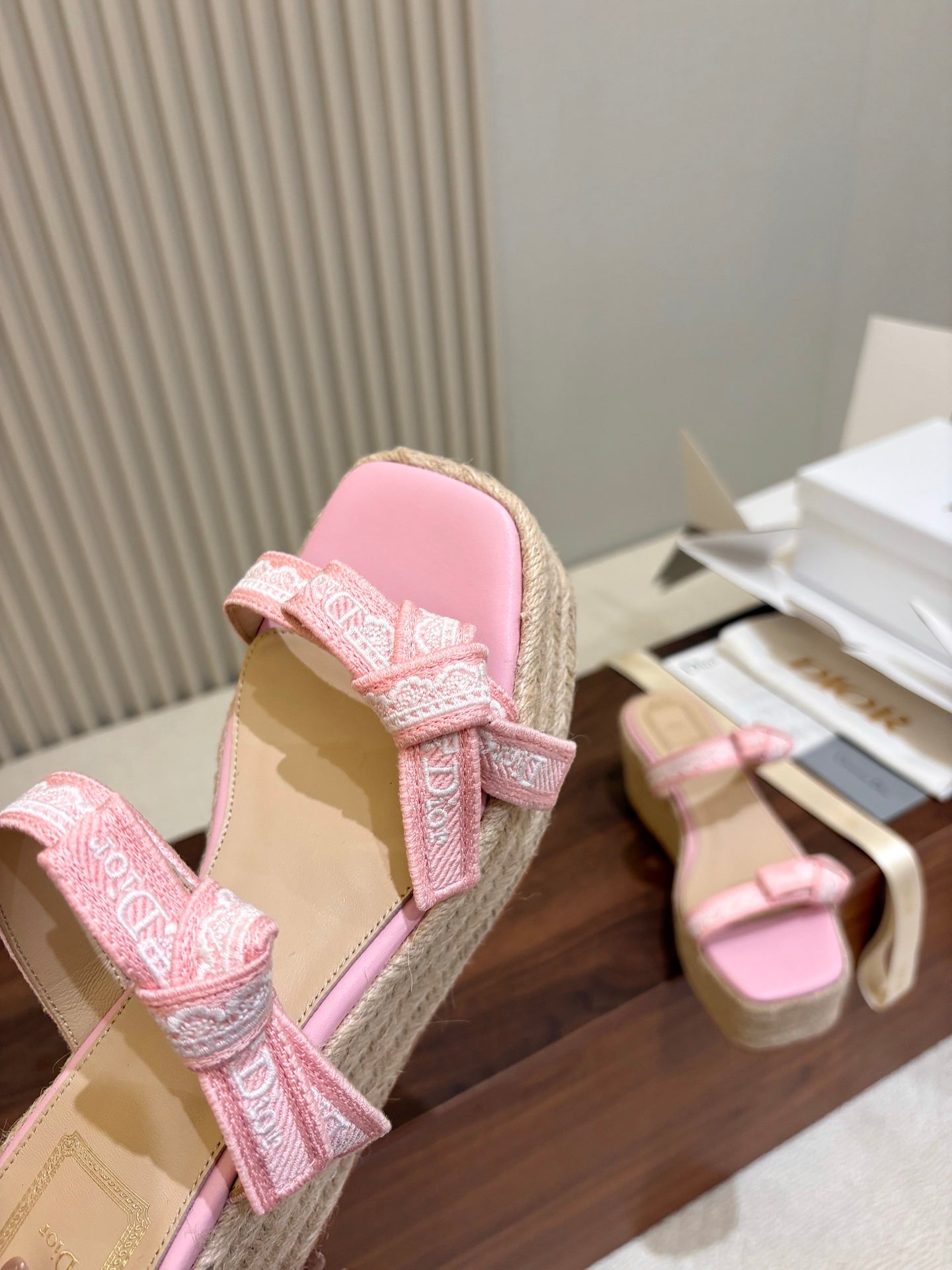 Dior 2026 Dentelle Wedge Sandals 100mm Fabric 988343