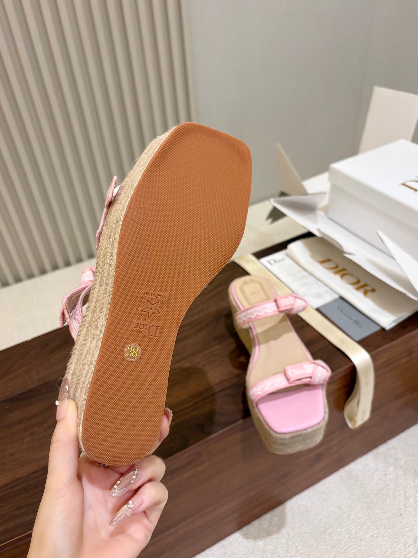 Dior 2026 Dentelle Wedge Sandals 100mm Fabric 988343