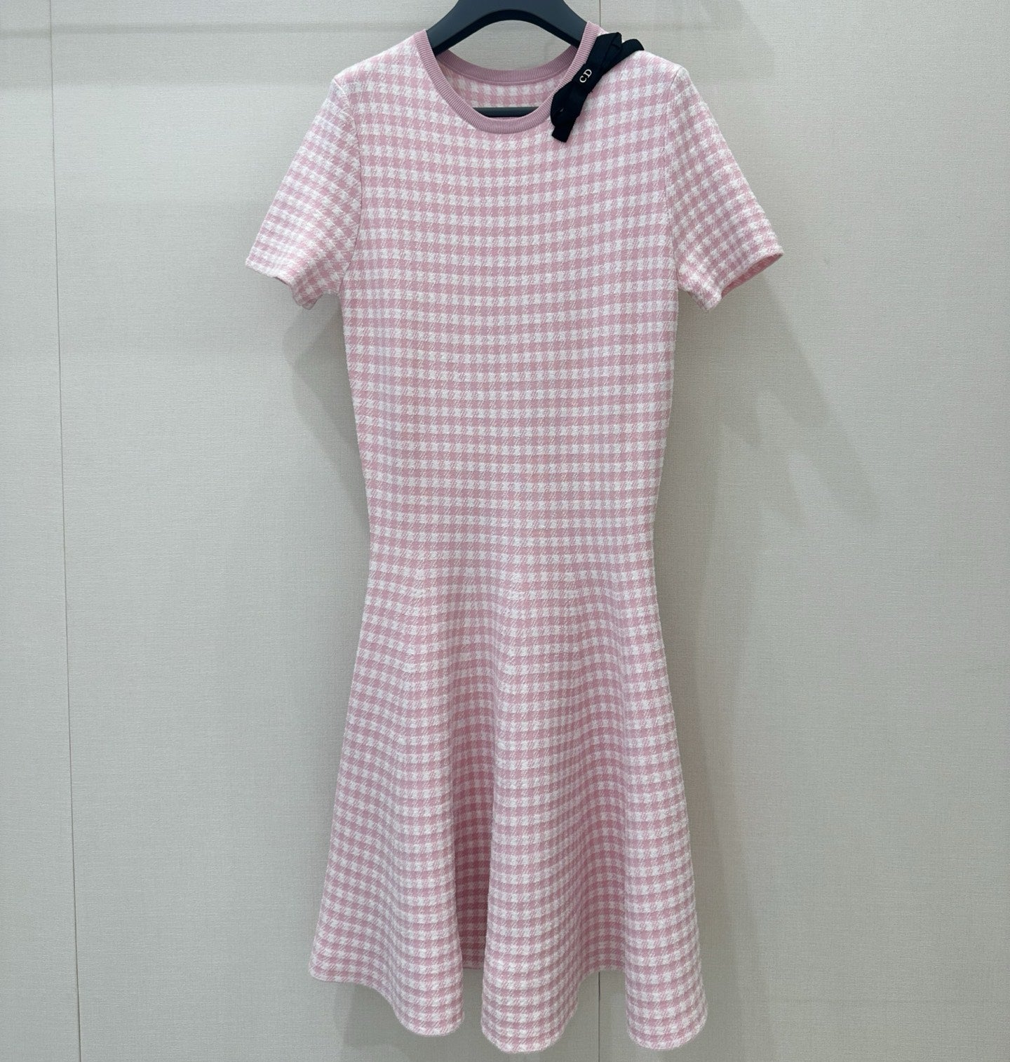 Dior 2026 Checkered Knit Dress Pink Cotton 392531