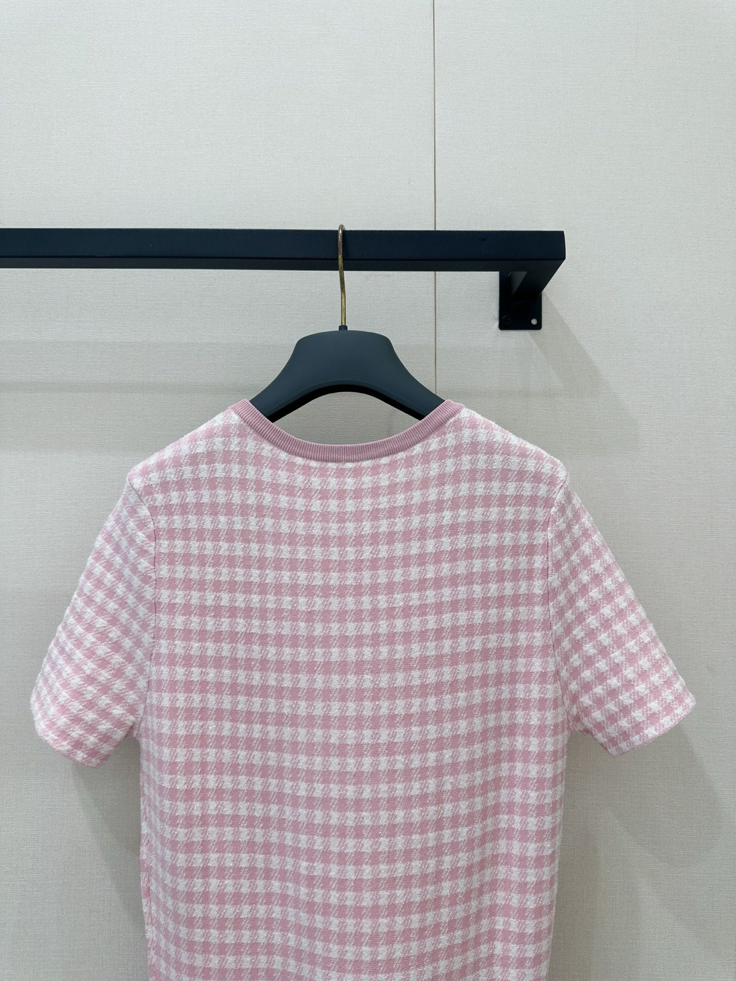 Dior 2026 Checkered Knit Dress Pink Cotton 392531