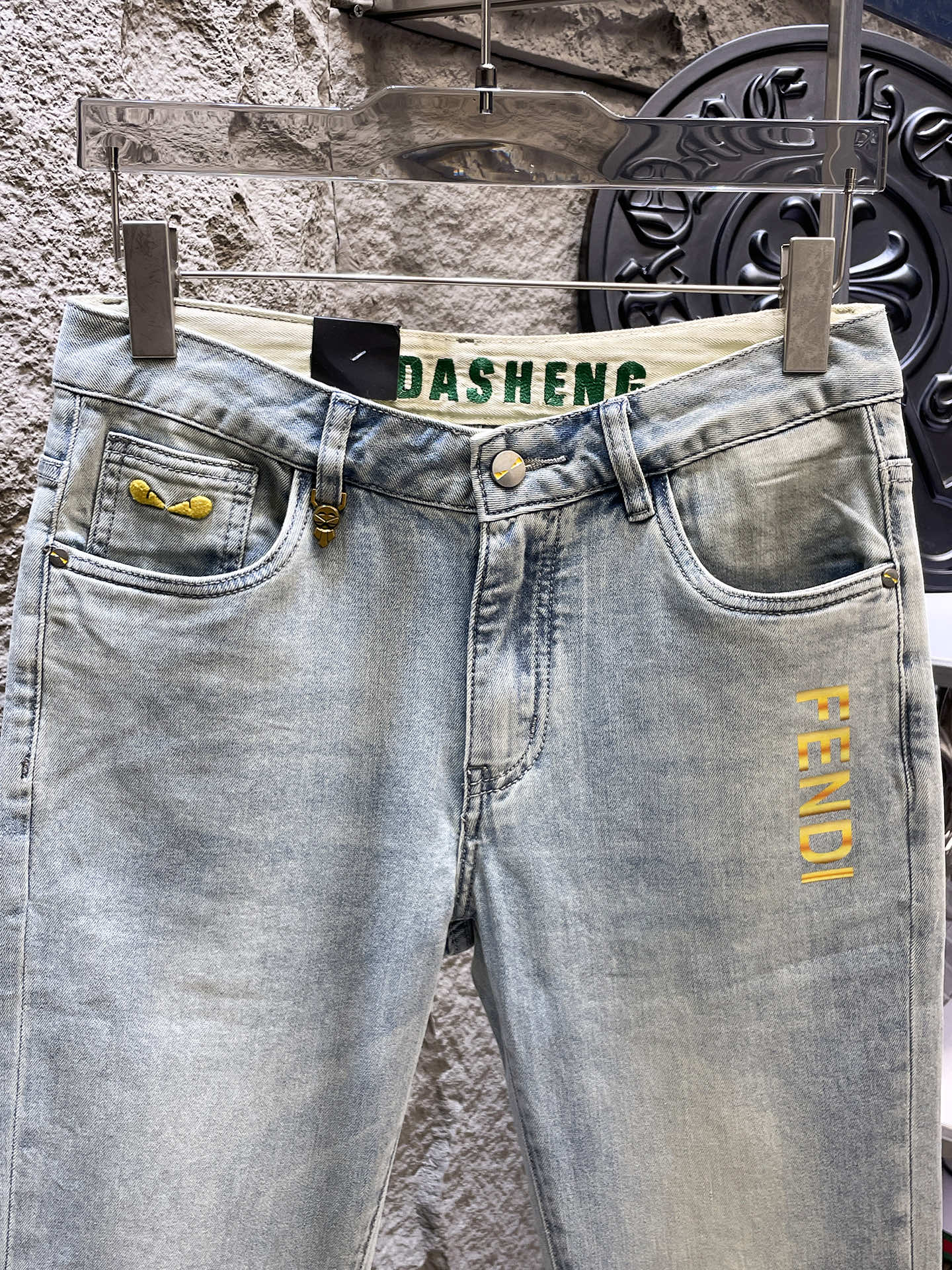 Fendi 2026 Men's Jeans Light Blue Denim 804365