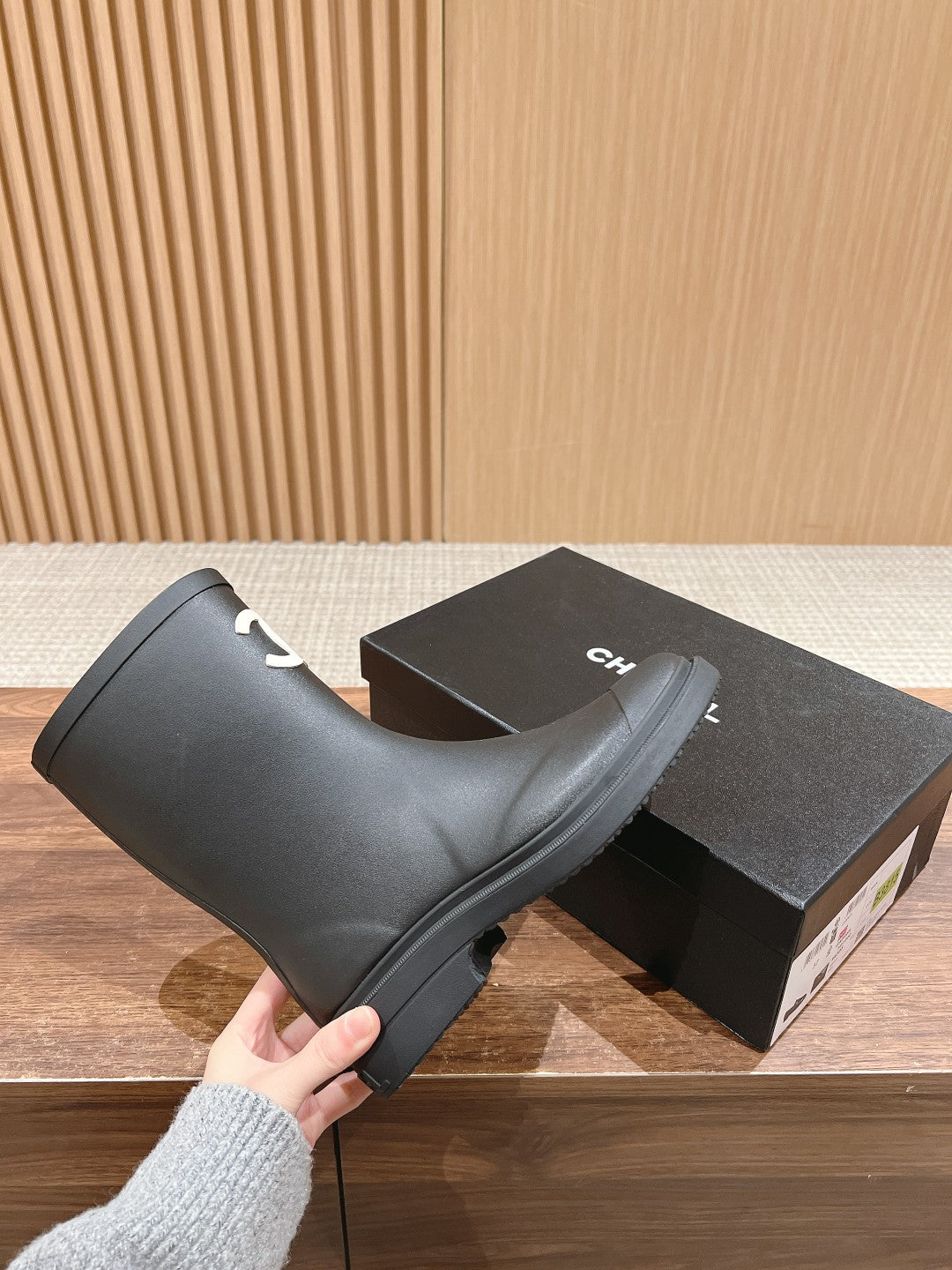 CC RAIN BOOTS BLACK TPU WITH WHITE LOGO