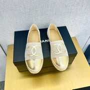 espadrilles raffia gold metalic calfskin