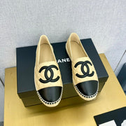espadrilles beige black quilted calfskin