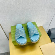 GG SLIDE SANDAL SKY CANVAS CROSS STRAPS