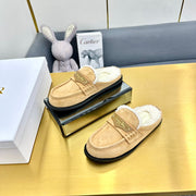 CD Boy Mule In Beige Vintage Suede With Wool Fleece Lining 111830