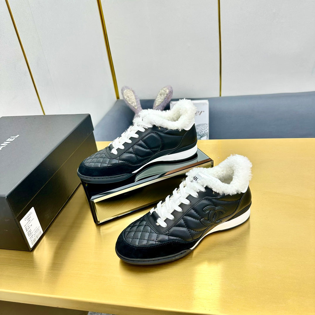 Chanel 2026 Quilted Shearling Sneakers Cowhide 986965