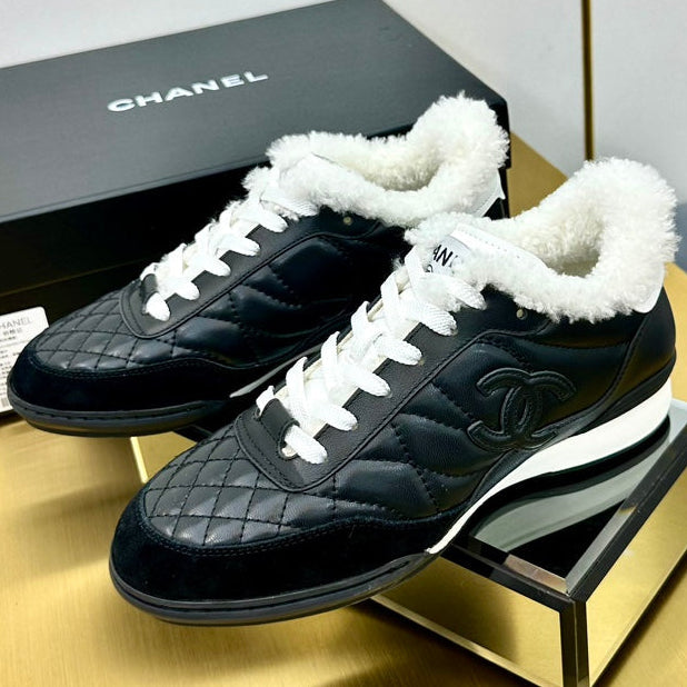 Chanel 2026 Quilted Shearling Sneakers Cowhide 986965