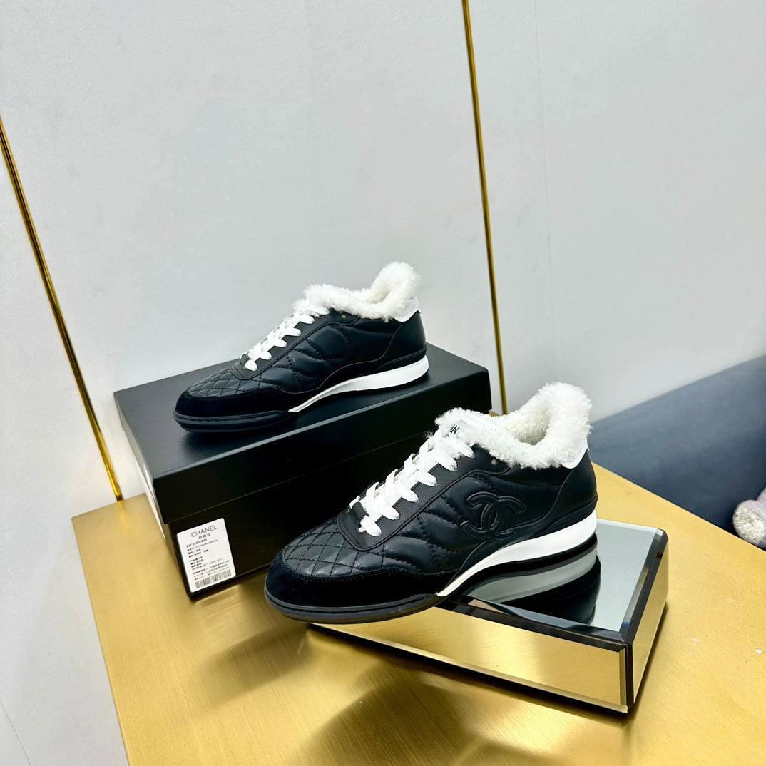 Chanel 2026 Quilted Shearling Sneakers Cowhide 986965