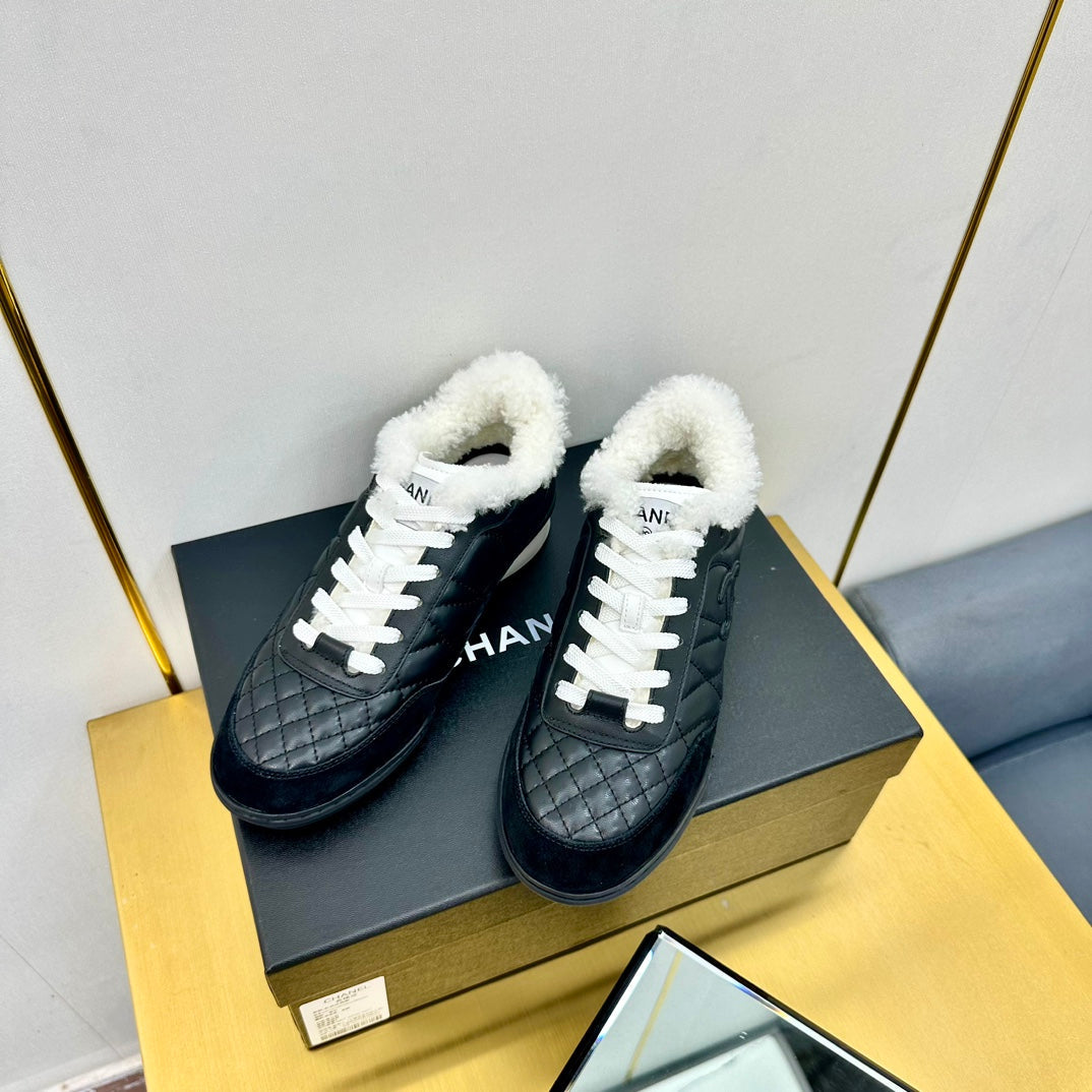 Chanel 2026 Quilted Shearling Sneakers Cowhide 986965