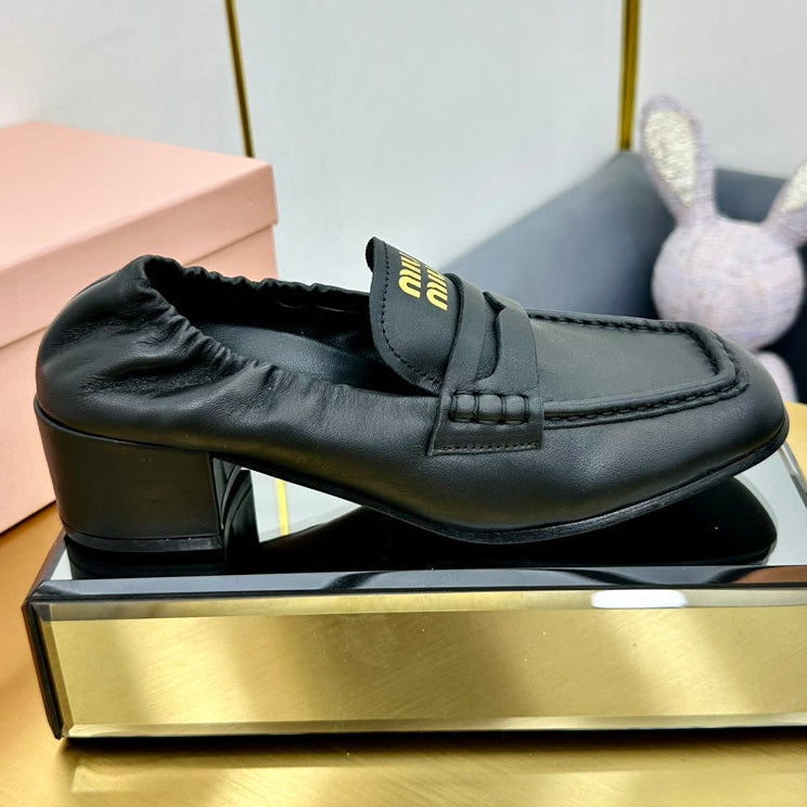 Miu Miu 2026 Square Heel Loafers 40mm Cowhide 981868