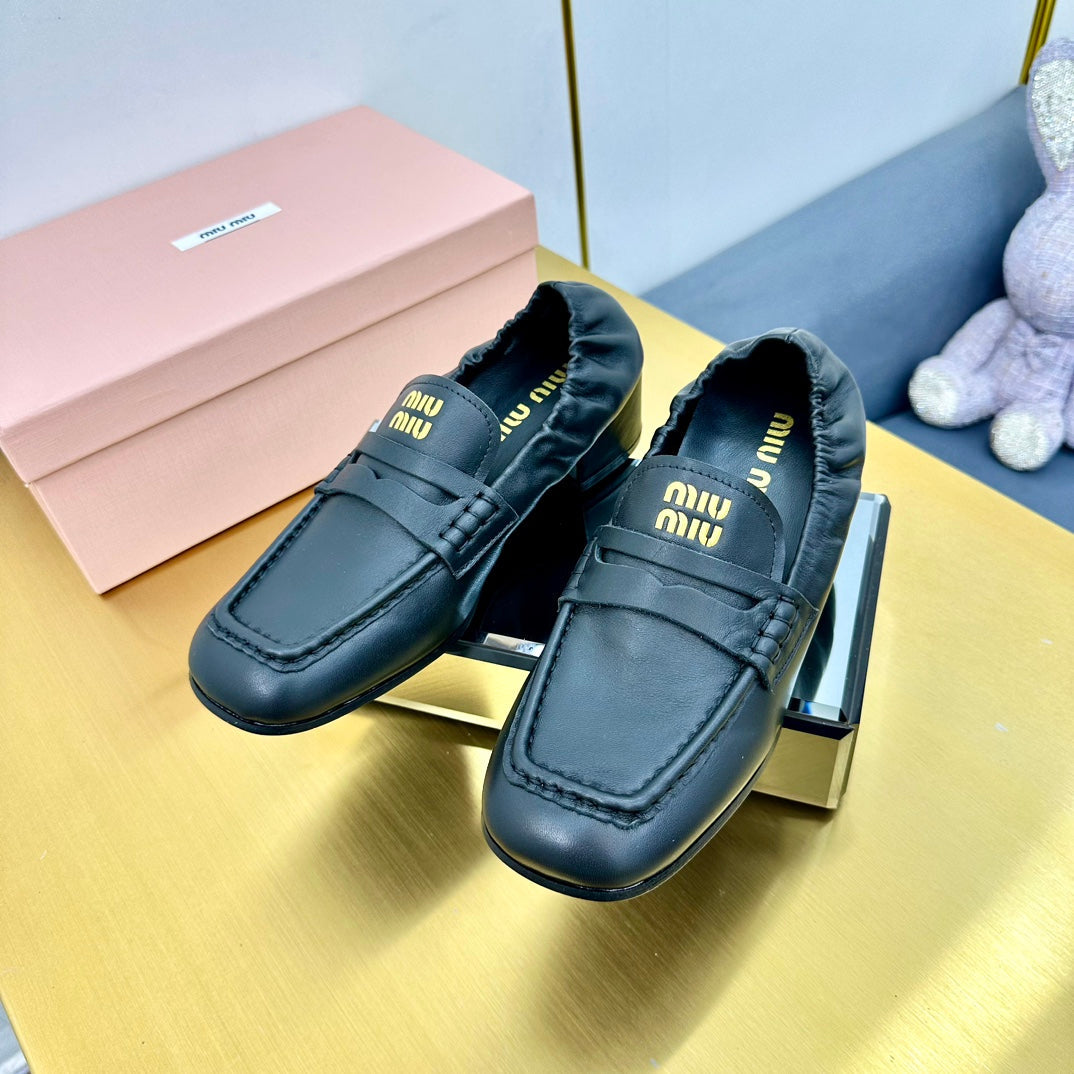 Miu Miu 2026 Square Heel Loafers 40mm Cowhide 981868