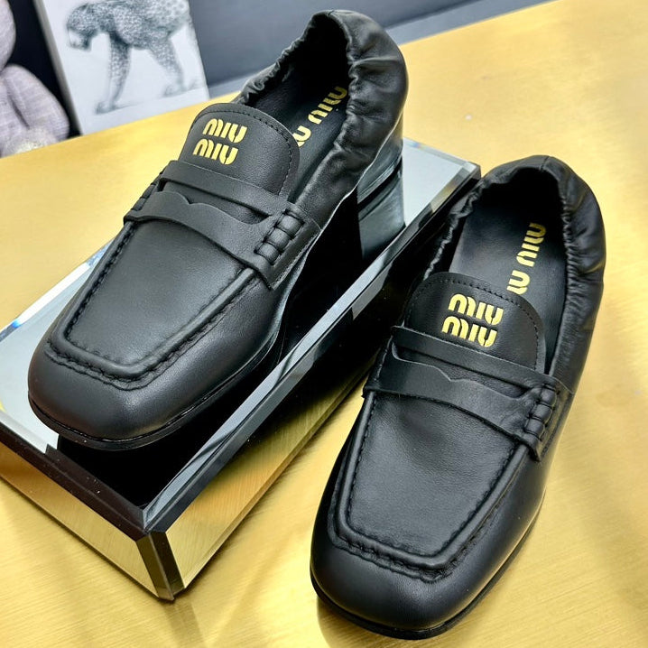 Miu Miu 2026 Square Heel Loafers 40mm Cowhide 981868