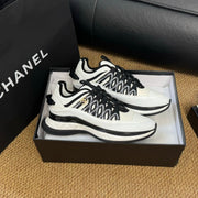 CC Sneaker White Mix Black Calfskin And Silk Parachute Fabric 947510