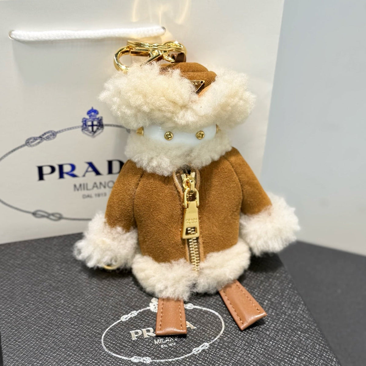 Prada Soft Robot Shearling Bag Charm