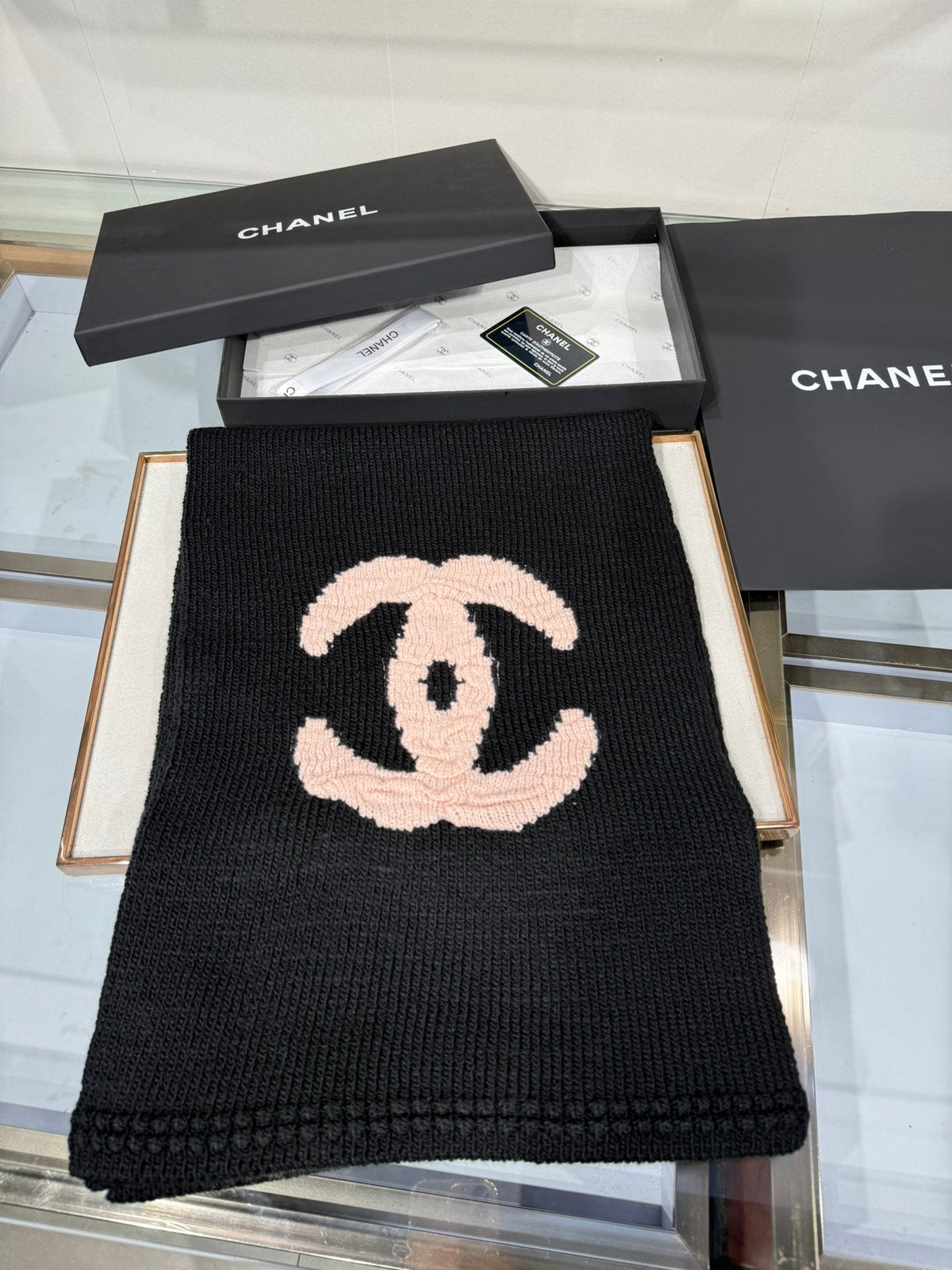 Chanel 2026 CC Logo Scarf 190cm Wool 197275