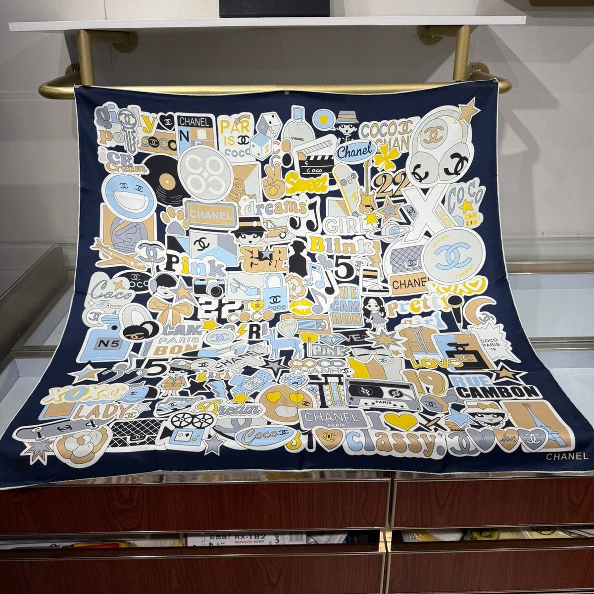Chanel 2026 Reversible Scarf 90cm Navy Bue Silk 198160