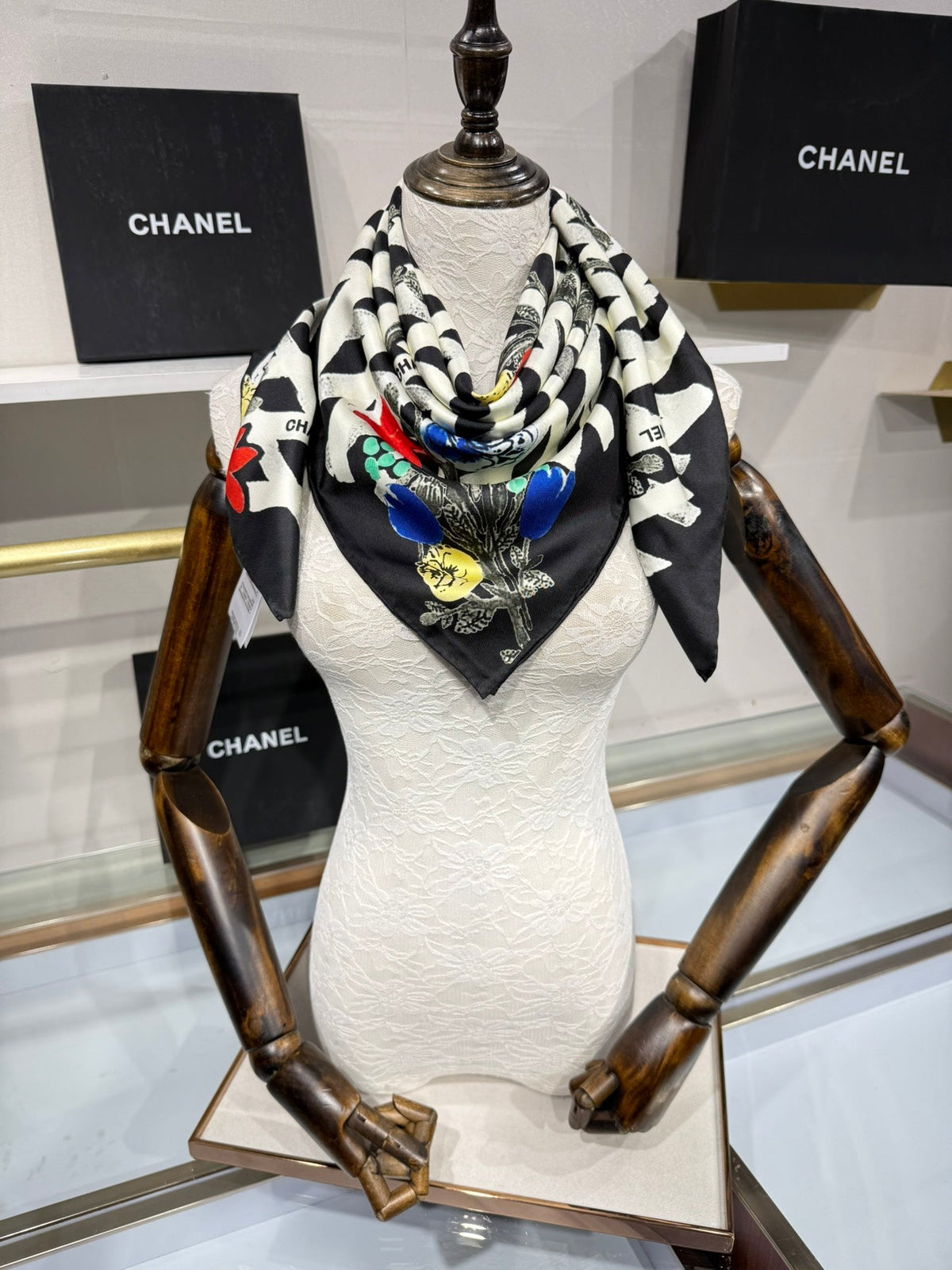 Chanel 2026 Floral Pattern Scarf 90cm Silk 201765