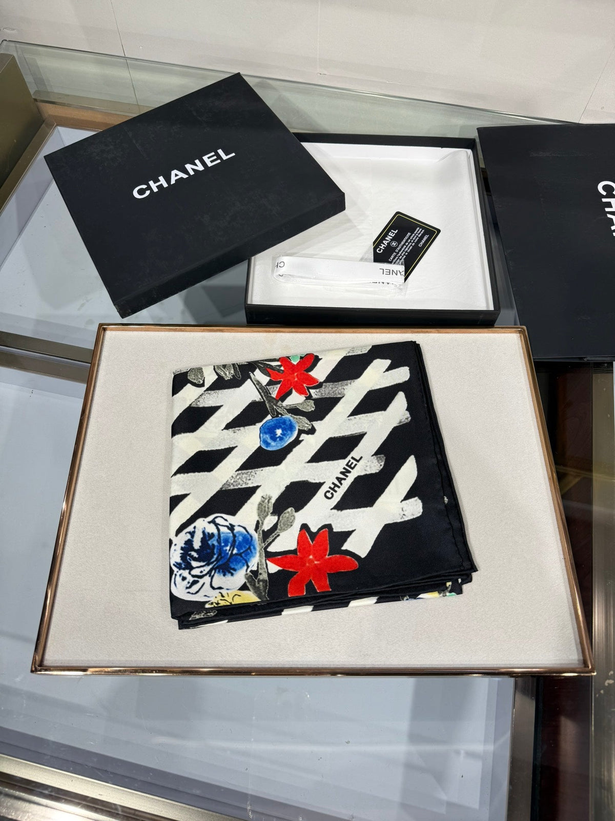 Chanel 2026 Floral Pattern Scarf 90cm Silk 201765
