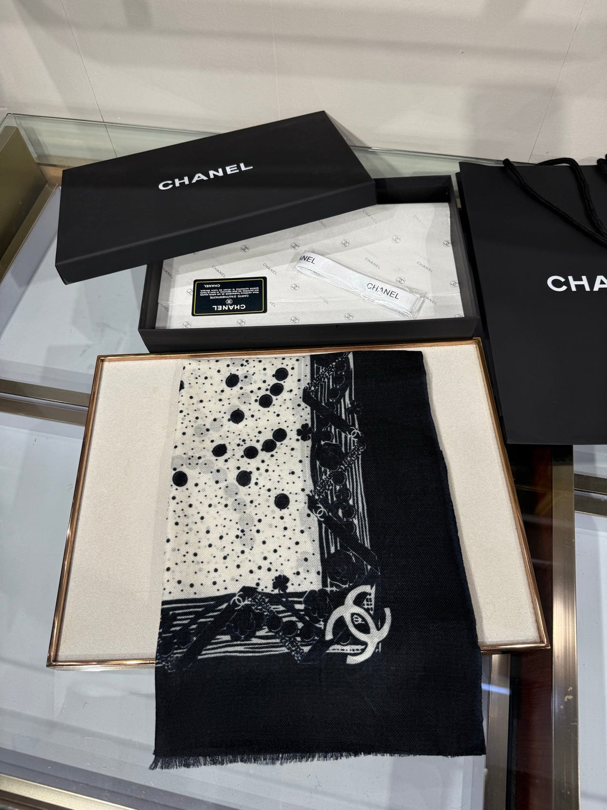 Chanel 2026 Logo Long Scarf 200cm Cashmere 213276