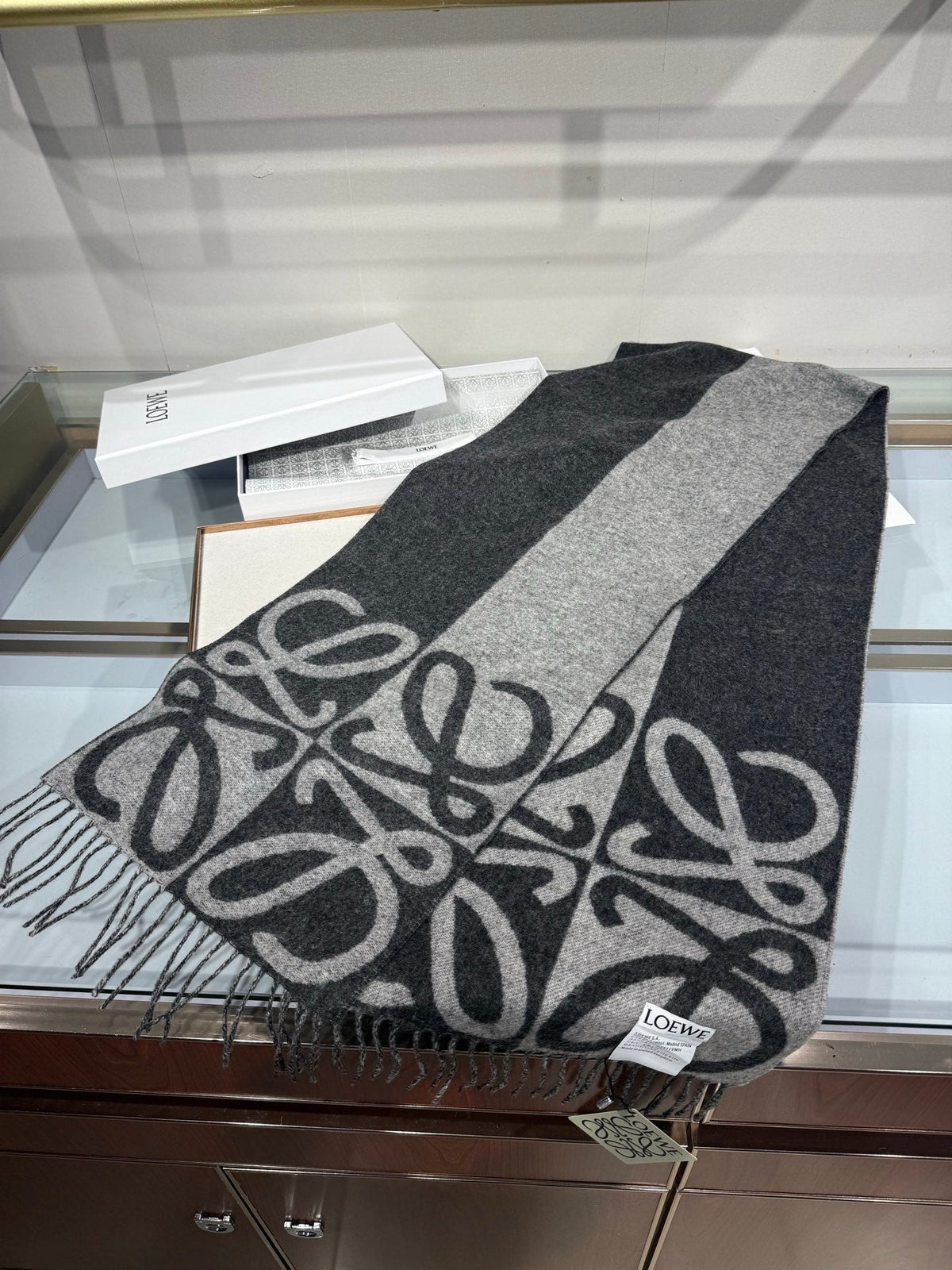 Loewe 2026 Anagram Jacquard Scarf 180cm Wool And Cashmere 217384