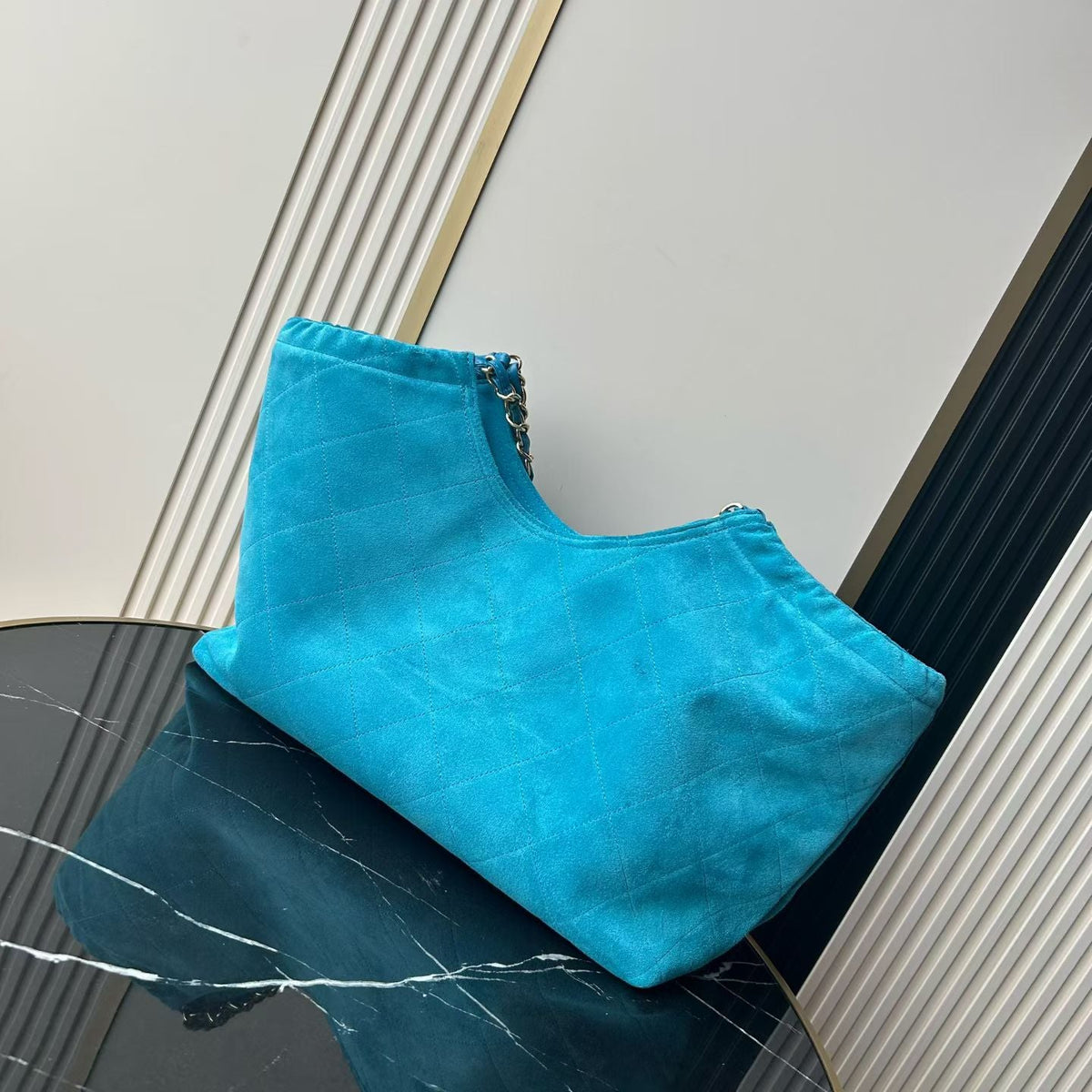Chanel 2026 Cabas Shopping Tote Bag 55cm Blue Suede