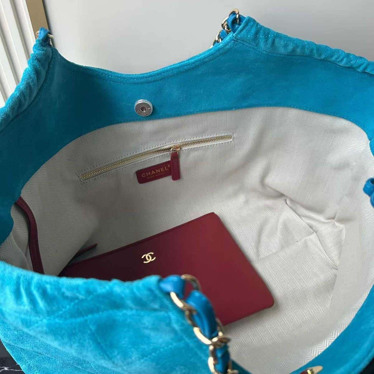 Chanel 2026 Cabas Shopping Tote Bag 55cm Blue Suede