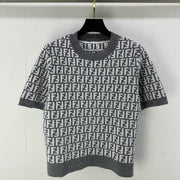 Fendi 25 Knitted Round Neck Short Sleeves Gray Wool F155