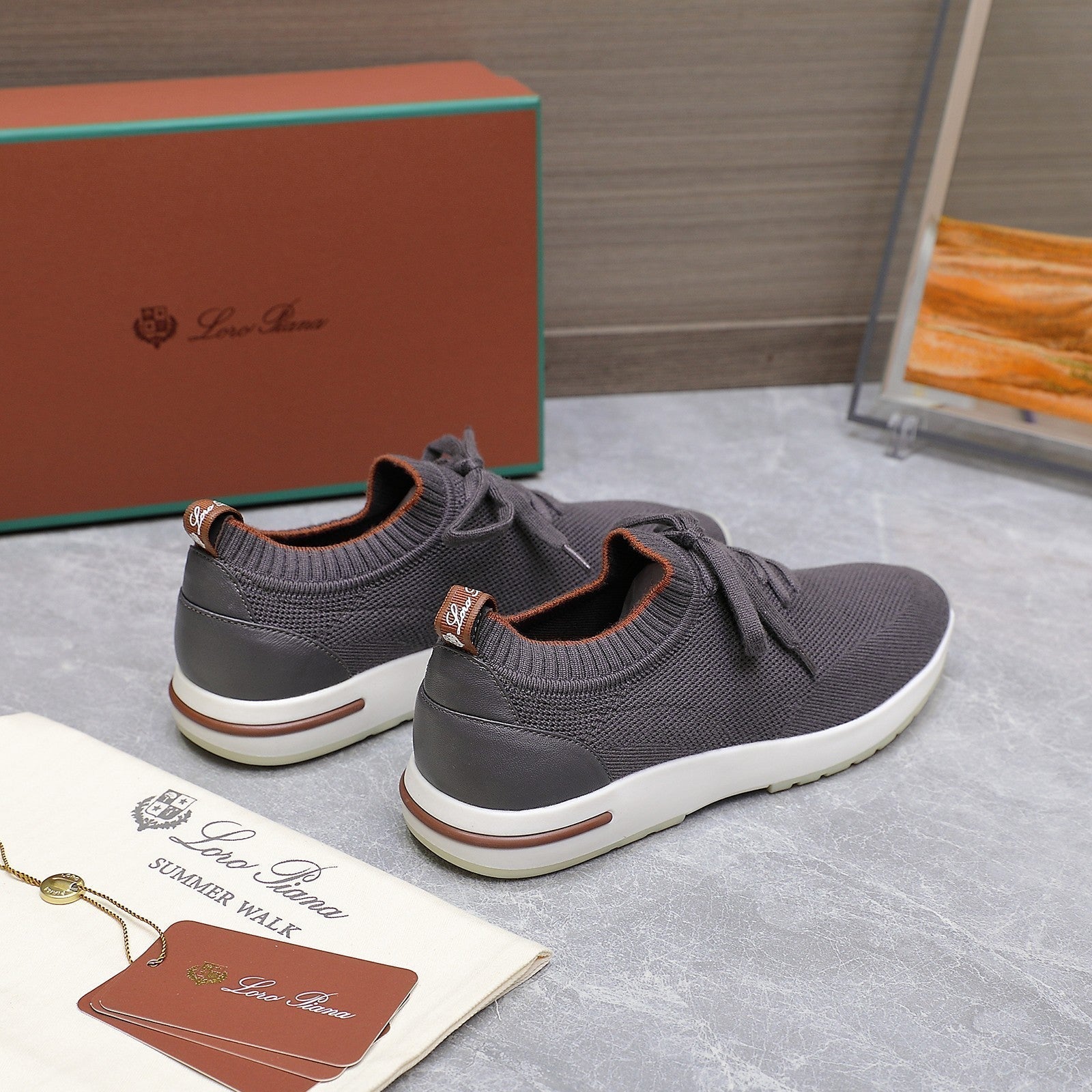 LP lady Flexy Walk  Sneaker Dark Gray Wool And Calfskin 310449