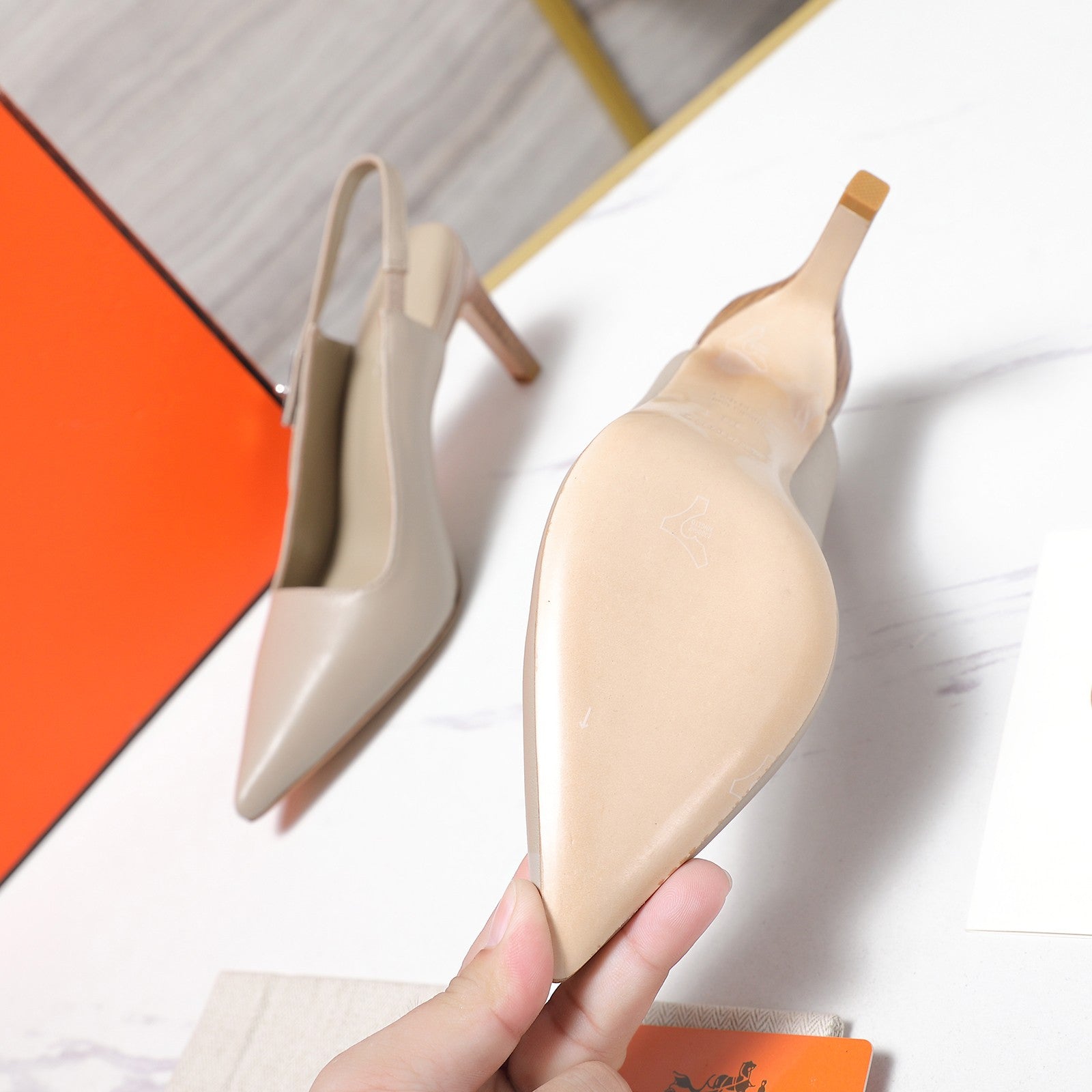 Hermes 2026 Lover 80 Slingback Pump Beige Nappa Leather 425705