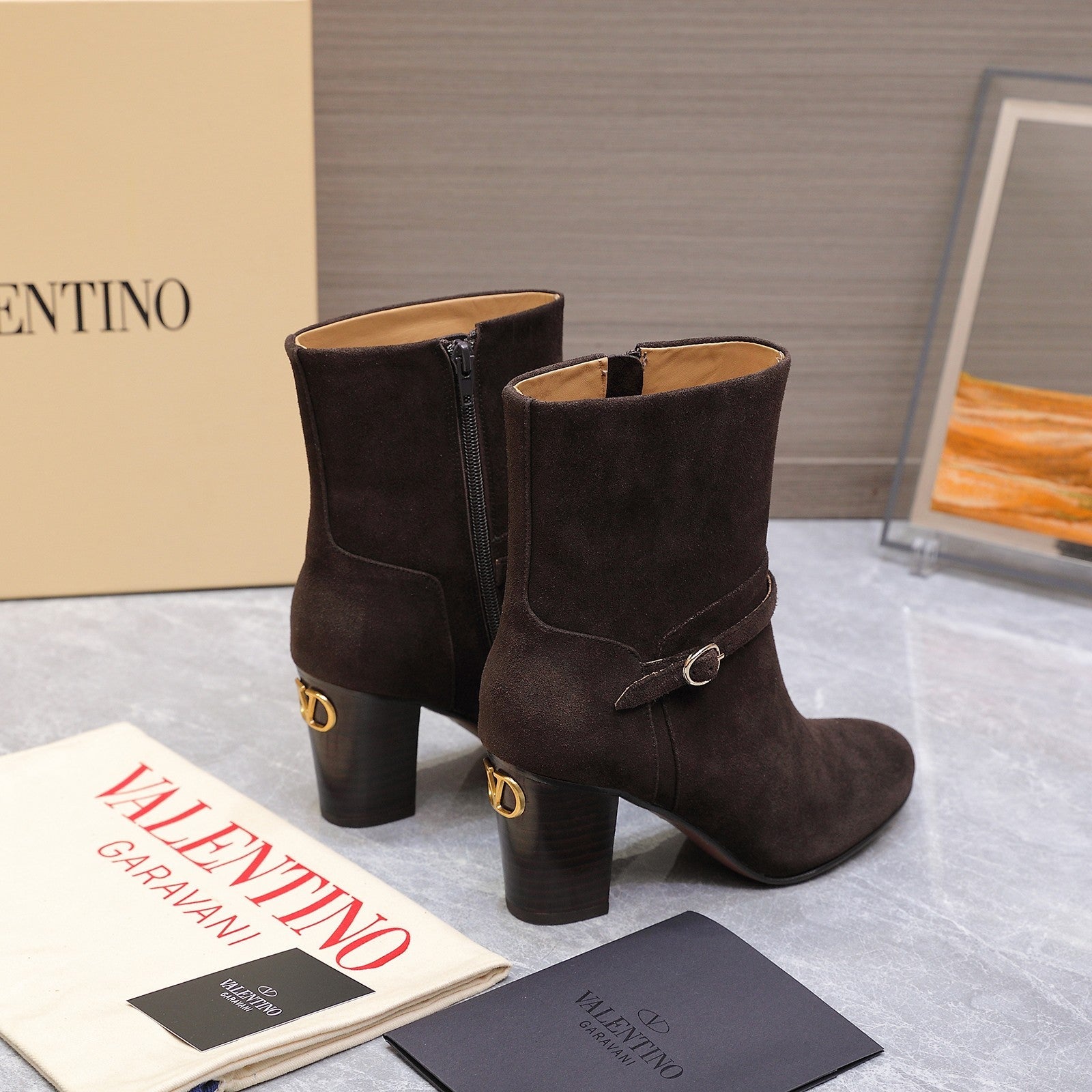 Valentino 2025 Heeled Boot Dark Brown Suede 547599