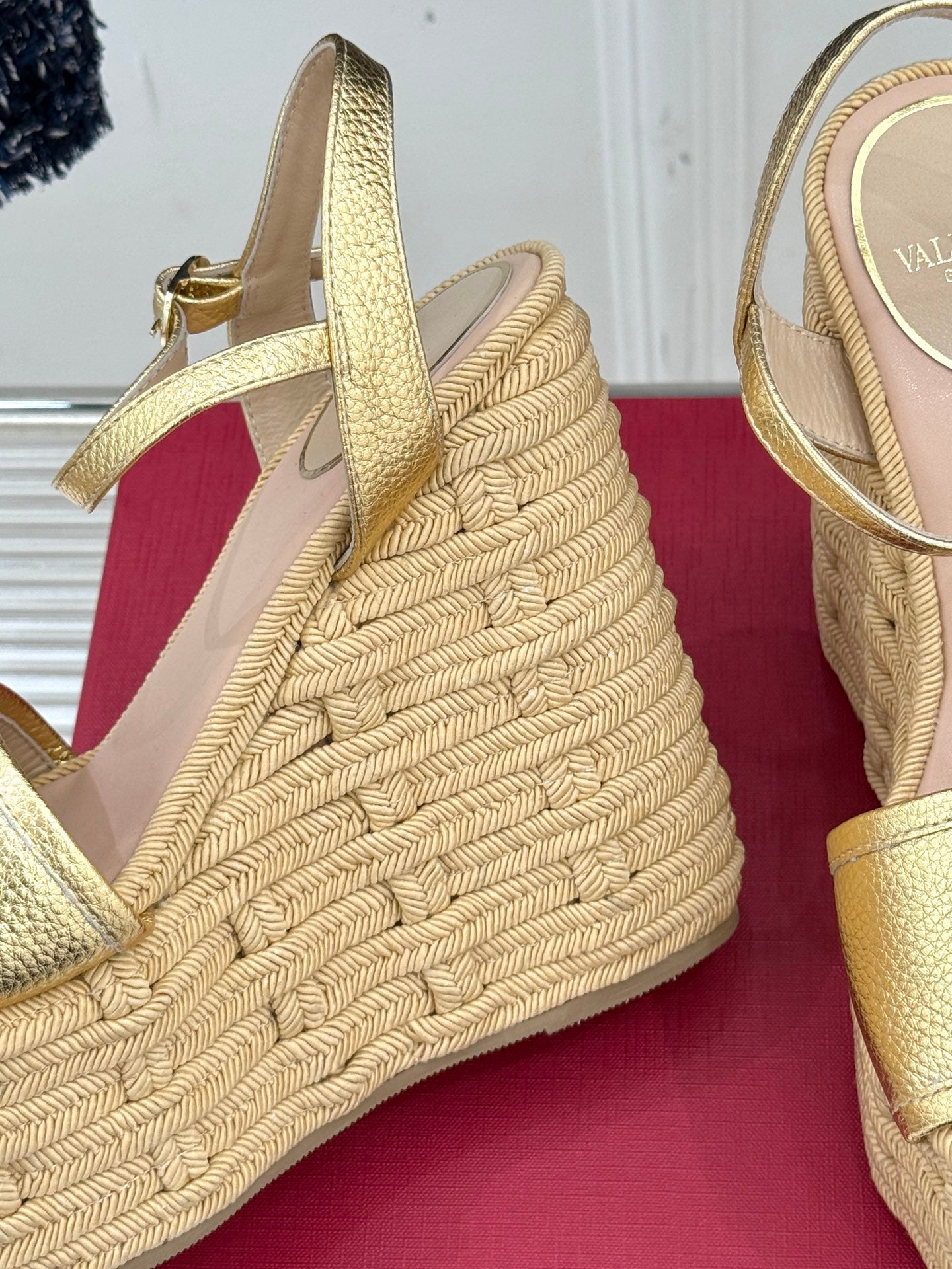 Valentino 2026 V-buckle Platform Sandal 120mm Gold beige Calfskin 161362
