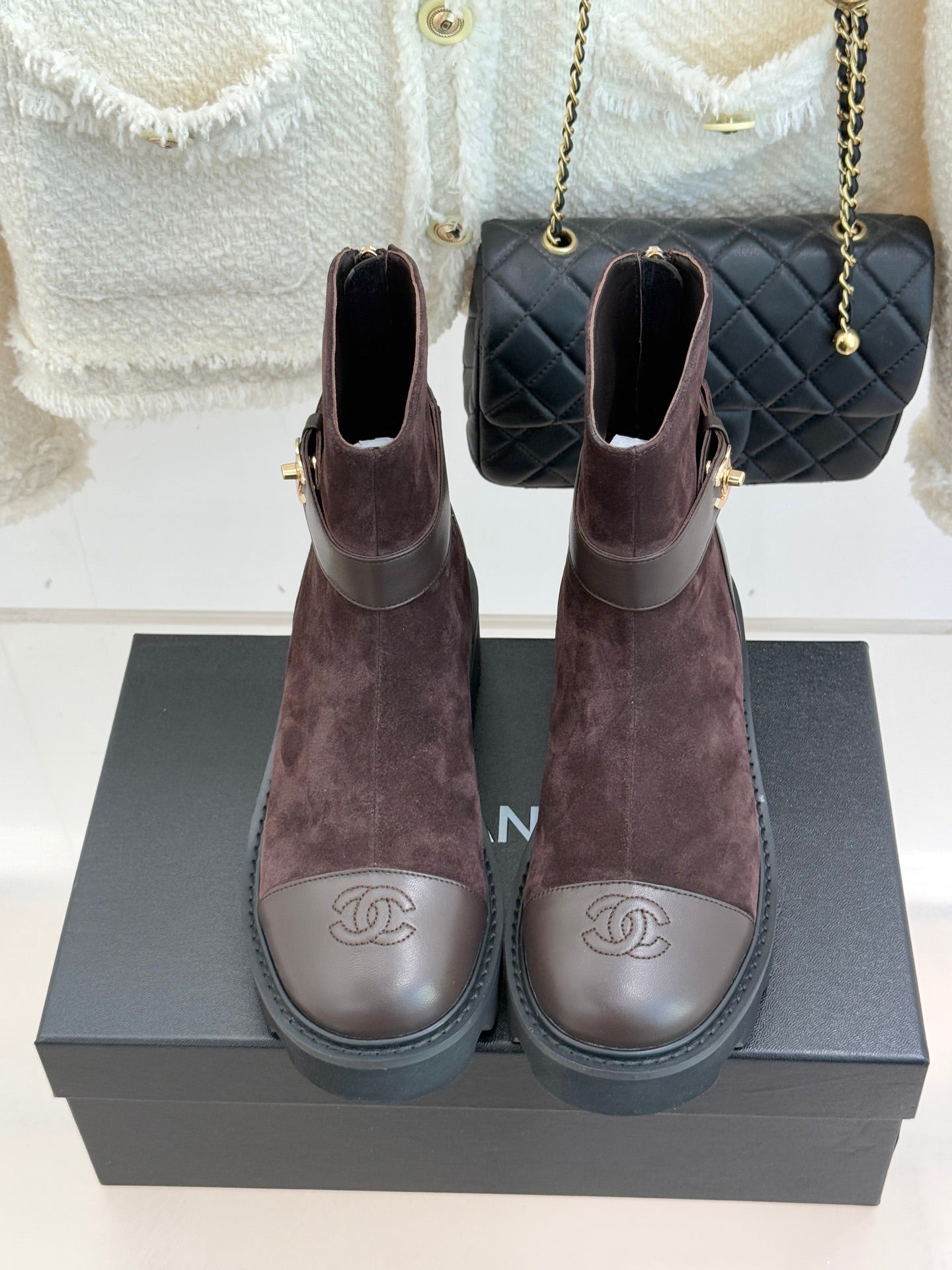 CC 26 Boot With Lug Sole Brown Black Suede Leather 610006