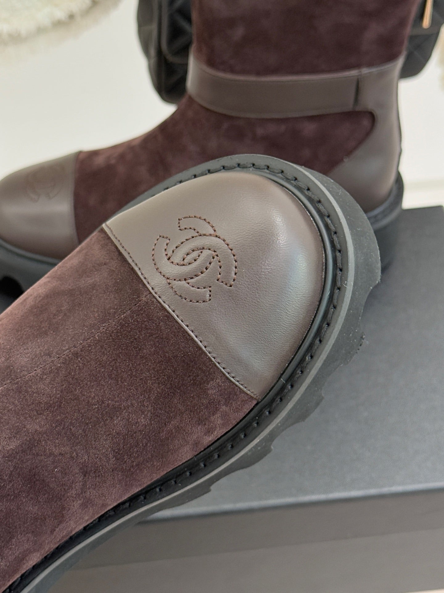 CC 26 Boot With Lug Sole Brown Black Suede Leather 610006