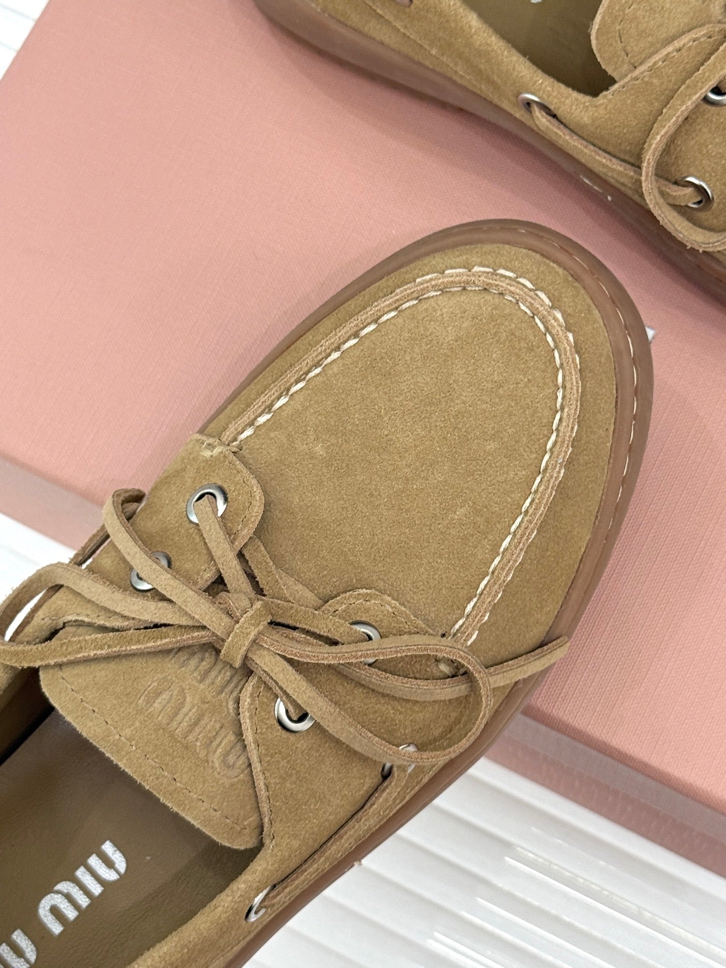 Miu Miu 2026 Lace-Up Loafers Suede Leather 991827