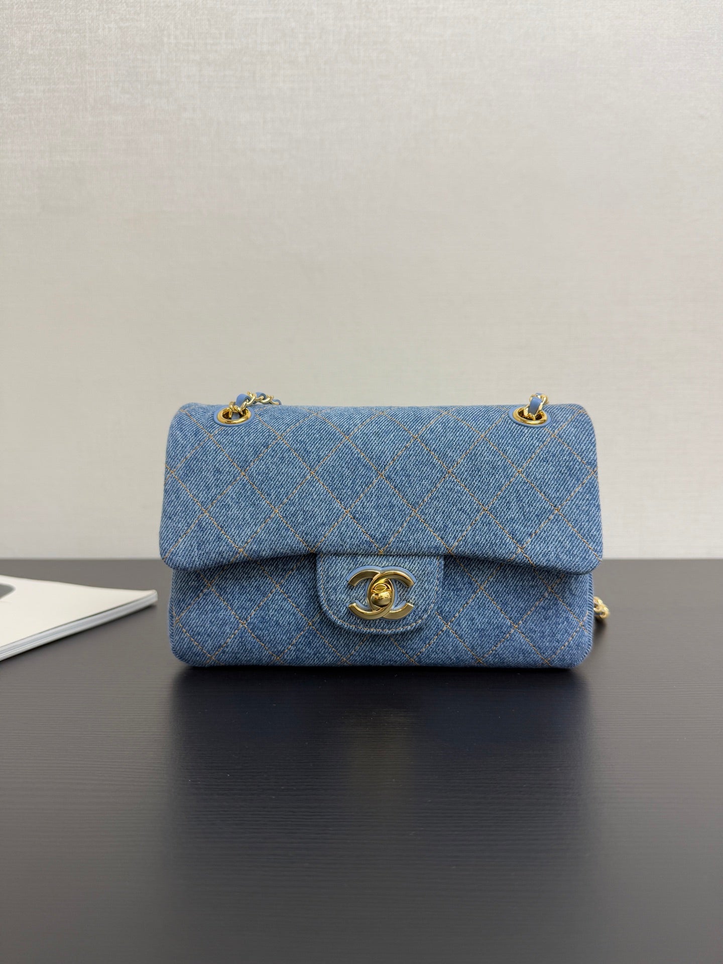 Chanel 2026 Mini Flap Bag 20cm Denim And Grained Calfskin