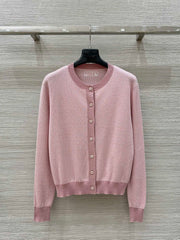 Fendi Knitted Cardigan Top Pink Wool