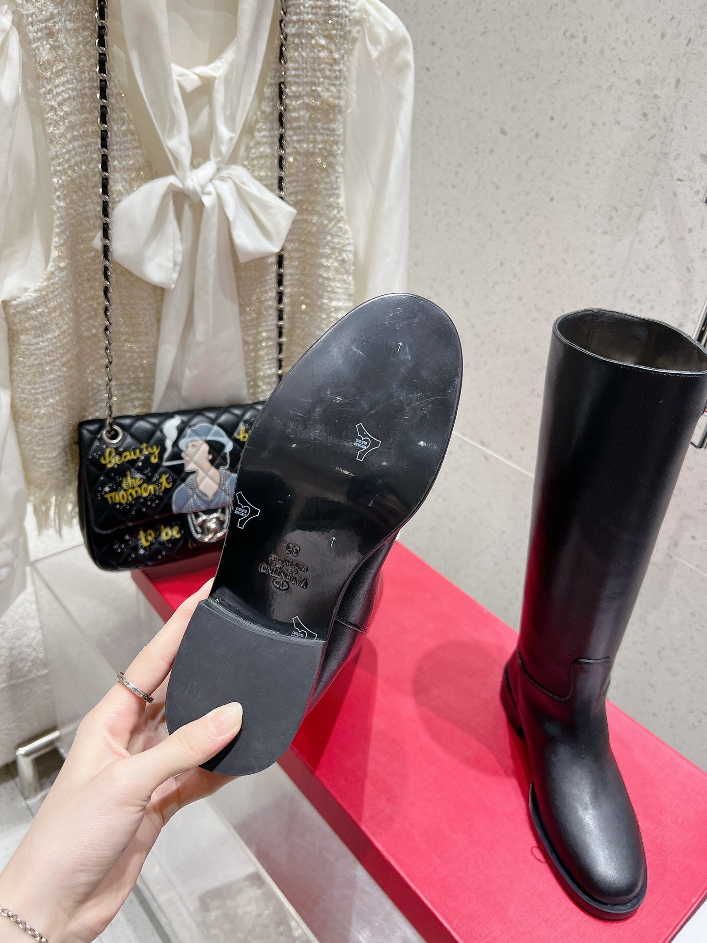 Valentino 2025 Garavani VLogo Boot Black Calfskin 554162