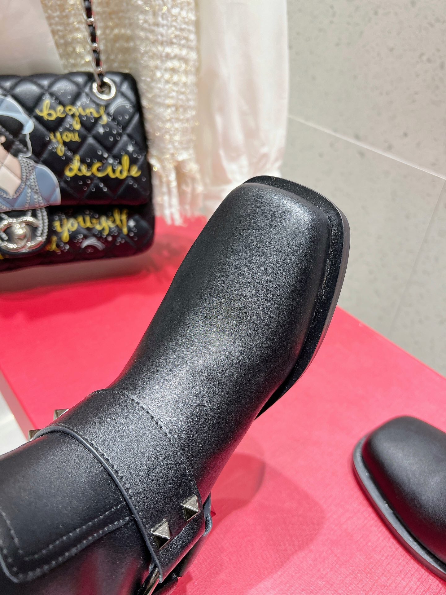 Valentino 2025 Biker High Boot Black Calfskin 554165