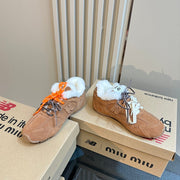 Miu x Balance 530 SL Sneakers Brown Yellow Fleece Lining Suede